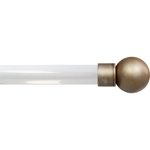 Acrylic rod with 3" Ball finial in the Gilded Silver finish