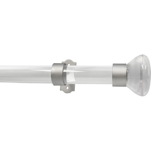 Acrylic rod with ONALUX™ Bell finial and Deco Pass Through bracket in the Brite Silver finish