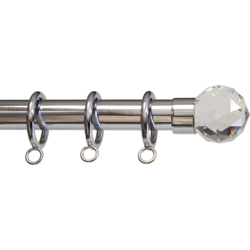 Polished Chrome rod with Crystal Ball finial