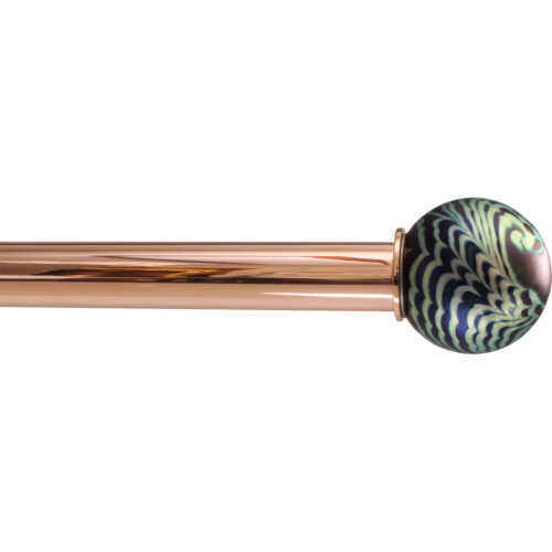 Polished Copper rod with Irridescent Wave ArtGlass finial