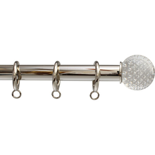Polished Nickel rod with Carbonated Clear ArtGlass finial