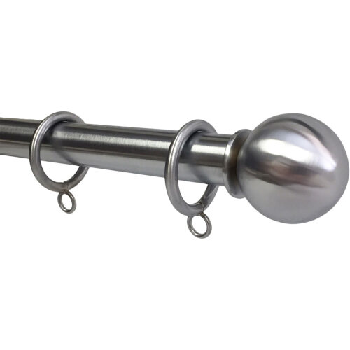 Matte Chrome finish on 1" rod with Ball finial