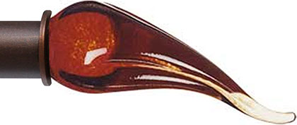 Goya Couture ArtGlass finial in Flame Red with Henna rod finish