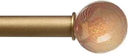 Sphere Couture ArtGlass finial in Opal with Gilt rod finish