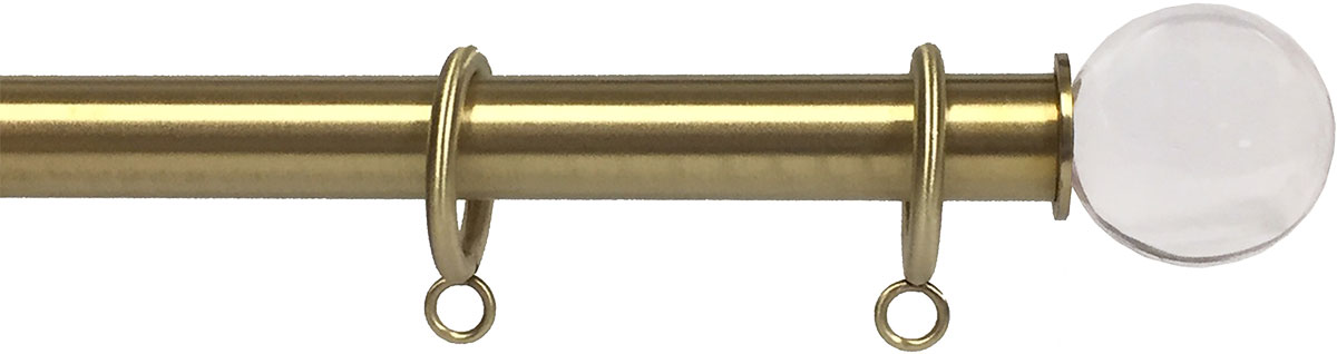 Matte Brass finish on 1" rod with ONALUX™ Clear Ball finial