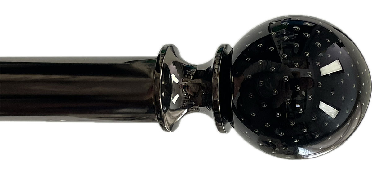 Turned Base for Ball Black Cosmopolitan ArtGlass finial with Polished Black Nickel finish