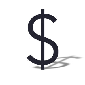 US dollar sign with shadow