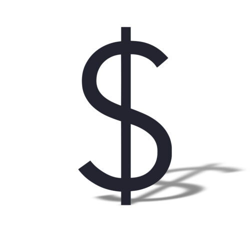 US dollar sign with shadow
